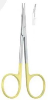 Ножиці офтальмологічні Гольдмана, зігнуті, ручки жовтого кольору, 105 мм Bio Tules Impex BTE-00810.2